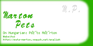marton pets business card